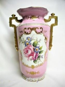 2 Antique RK DRESDEN Porcelain Hand Painted 14 Vase Pair RICHARD KLEMM Germany