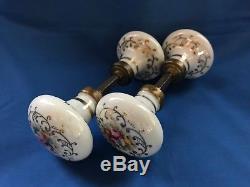 2 Antique Sets/Pairs Matching Porcelain Floral Hand Painted Door Knobs