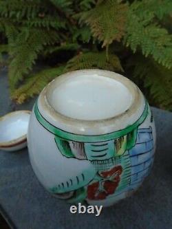 2 Chinese Famille verte hand painted Ginger jars hand painted