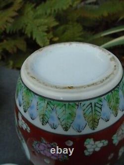 2 Chinese Famille verte hand painted Ginger jars hand painted