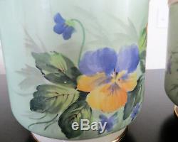 2 G&C antique porcelain cache pots, jardinieres, flower pots hand painted signed