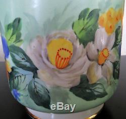 2 G&C antique porcelain cache pots, jardinieres, flower pots hand painted signed