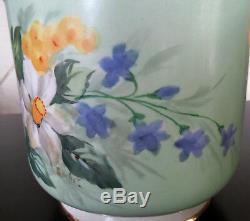 2 G&C antique porcelain cache pots, jardinieres, flower pots hand painted signed