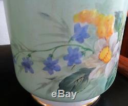 2 G&C antique porcelain cache pots, jardinieres, flower pots hand painted signed