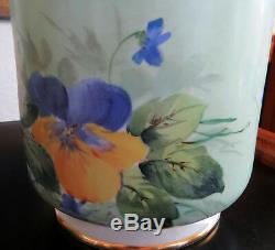 2 G&C antique porcelain cache pots, jardinieres, flower pots hand painted signed