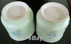 2 G&C antique porcelain cache pots, jardinieres, flower pots hand painted signed