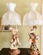 2 Large Vintage Rococo Hand-painted Capodimonte Figural Porcelain Lamps=-rare
