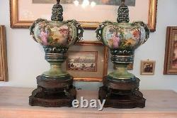 2 Vintage George and Martha Washington Porcelain Hand painted Table Lamps