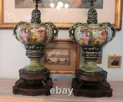 2 Vintage George and Martha Washington Porcelain Hand painted Table Lamps