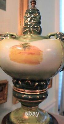 2 Vintage George and Martha Washington Porcelain Hand painted Table Lamps