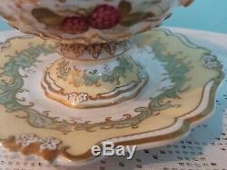 2 x Antique English Porcelain hand painted fruits pattern Tureens lidded