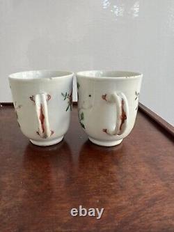 2 x Chinese Antique Porcelain Famille Rose Flowers Tea cup Qianlong Period