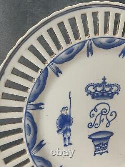 2 x antique 18th C original Chinese blue and white porcelain plates Danish king