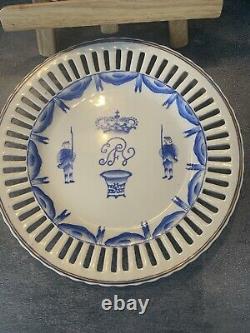 2 x antique 18th C original Chinese blue and white porcelain plates Danish king