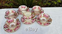 20 x Antique English porcelain hand painted Pink Roses & Gold