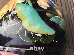 20th Century Floor Jardinière Chinese Ceramic Planter Birds Lotus Fish Bowl