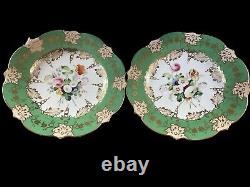 2X Antique c1860 Sir James Duke & Nephews 22kt Gold Gilt Floral cabinet plate