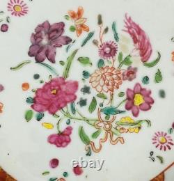 3 Antique 18thc Chinese Porcelain PlatesHand Painted Flowers16cmGold Gilt