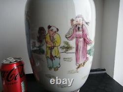 35cm ANTIQUE Chinese Handmade Handpainted Famille Rose Vase Porcelain 1950 -1970