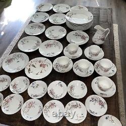 37 Piece Limoges France Hand Painted Porcelain Floral China Set c1900s