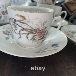 37 Piece Limoges France Hand Painted Porcelain Floral China Set c1900s