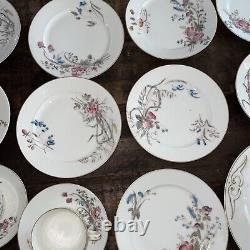 37 Piece Limoges France Hand Painted Porcelain Floral China Set c1900s