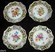4 Antique Dresden Pocelain Hand Painted Reticulated Plates (carl Thieme) 19th C
