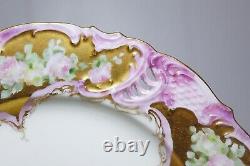 5 Antique Germany Hand Painted Reticulated Floral Gilt Rim Porcelain Plates