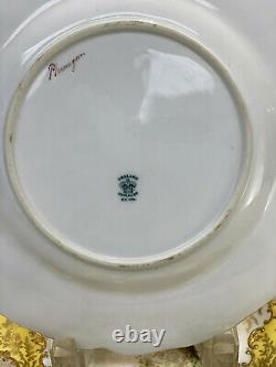 5 Coalport England Porcelain Hand Painted Dessert Plates, circa 1900. Birds
