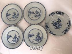 5 Qianlong Period Blue & White Plates 22.8 cm Long/Wide- A/F