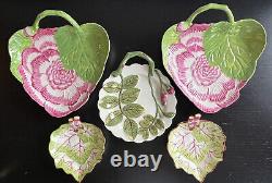 5 Tory Burch Majolica Style Hand Painted Leaf Plates Dishes Mint