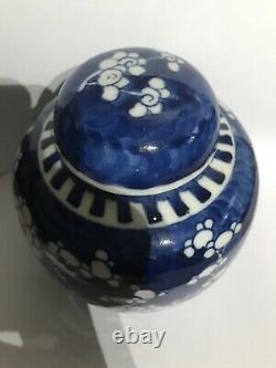 6 ANTIQUE CHINESE BLUE and WHITE PRUNUS GINGER JAR KANGXI DOUBLE RING MARK