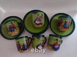 6 Antique Hand Painted Victoria Schmidt &Co Austria, Murphy- Coffee Cups Saucers