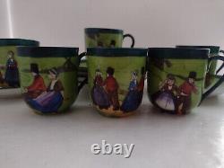 6 Antique Hand Painted Victoria Schmidt &Co Austria, Murphy- Coffee Cups Saucers