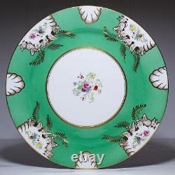 6 Antique Vintage RADFORDS Fenton Hand Painted Floral Green Porcelain Plates
