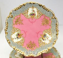 6 Finest Coalport England Hand Painted & Enamel Porcelain Cabinet Plates c. 1890
