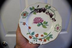 7 Uncommon HEREND Hand Painted Flowers Porcelain Plates 7 3/8
