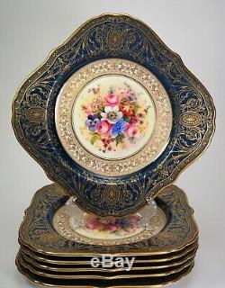 8 Royal Worcester Porcelain Hand Painted for Tiffany & Co Cobalt Plates Phillips