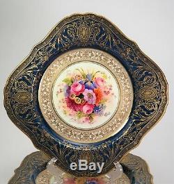 8 Royal Worcester Porcelain Hand Painted for Tiffany & Co Cobalt Plates Phillips
