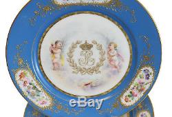 8 Sevres Hand Painted Porcelain Chateau Des Tuileries Cabin Plates, Signed