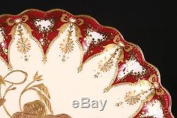 9 Antique Copeland Spode Hand Painted Gilded and Jeweled Dessert Plates, gilt