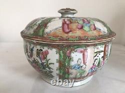 A Chinese Cantonese 19th century Famille Rose Circular Tureen 23 cm Long A/F