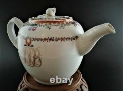 A Chinese Export globular teapot and cover, 18th century, with fruit finial