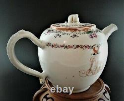 A Chinese Export globular teapot and cover, 18th century, with fruit finial