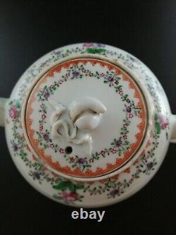 A Chinese Export globular teapot and cover, 18th century, with fruit finial