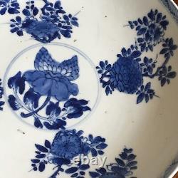 A Chinese Porcelain Plate, Blue Painted Flowers. Painted Mark, Qing, 21.cm