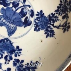 A Chinese Porcelain Plate, Blue Painted Flowers. Painted Mark, Qing, 21.cm
