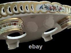 A/F. Antique 19th C hand painted porcelain Inkwell On tray stand