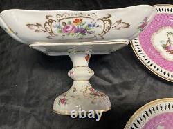 A/F Meissen Germany Reticulated Hand Painted Porcelain Dessert Part Set