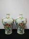 A Pair Of Antique Chinese Famille Rose Porcelain Peaches Vases Qianlong Marks